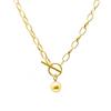 French Stainless Steel 18k Gold Temperament Popular Design Pearl Ot Buckle Pendant Long Necklace Women Accessories