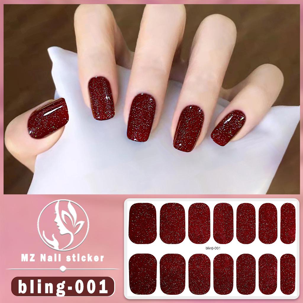 Наклейка-гель для ногтей Meizhi 14-Finger Bling Aurora - самоклеящаяся, водостойкая, без герметика