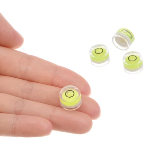 Kozelo 4-Piece Small Round Bubble Level, 12mm Diameter, 7.5mm Thick, Mini Round RV Leveling Tool for Travel Trailer Turntable Camera, Lime