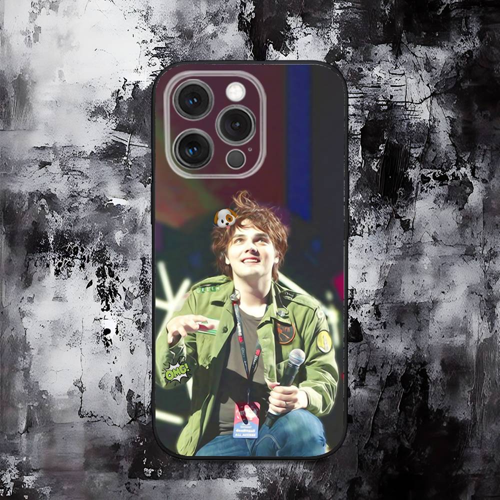 Милый Чехол для Телефона с G-Gerard Way Для iPhone 16,15,14,13,12,11,Pro,Max,Plus,X,XS,SE,E,Mini,Мягкий Силиконовый Черный Чехол