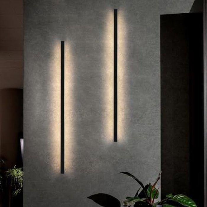 Applique murale LED - NETTLIFE - 100CM - 34W - Blanc chaud haut-bas - Métal noir