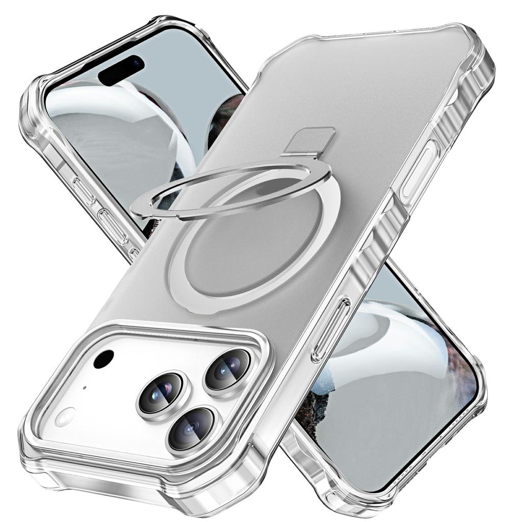 For iPhone 17 Pro Max Case Compatible with MagSafe Matte Kickstand Hybrid Phone Cover Small Wavy Edge