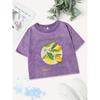 Sexy Cotton Crop Tops Womens Fruit Italy Lemone Prints Washed T-Shirts Summer Regular Fit O-Neck Streetwear Clothes