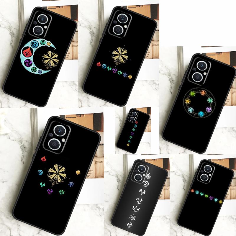 Genshin Impact Elements Case For OPPO Reno 8T 4Z 5Z 10 Pro 11 F 4 5 6 7 8 Lite OPPO Find X5 X6 Pro X2 X3 Lite Cover