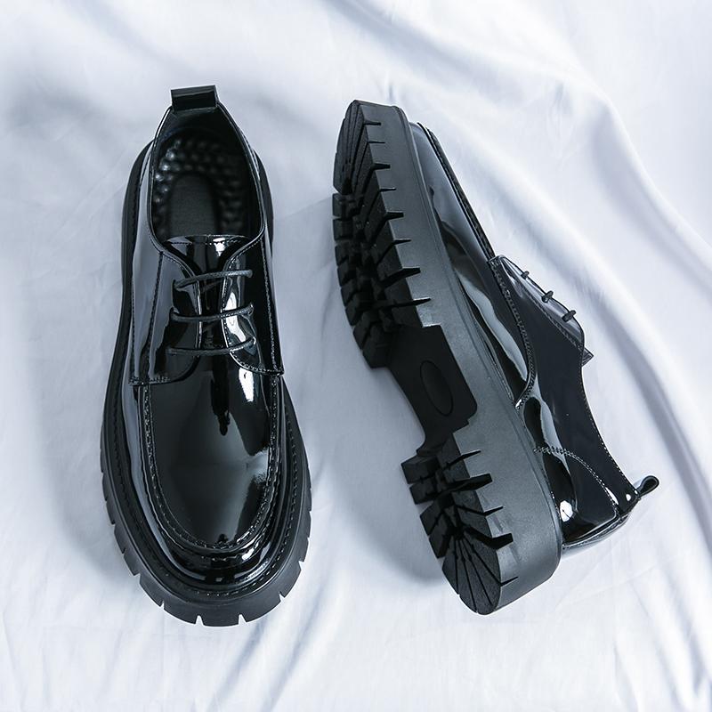 Новые мужские модные туфли на толстой подошве из кожи, деловые, на шнуровке, оксфорды, зеленые, черные, водонепроницаемые, на платформе, свадебные, высокие туфли