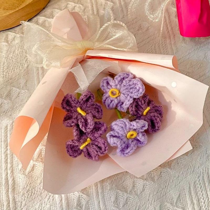 1 шт., украшение дома ручной работы, подарки для свадебной вечеринки, искусственный букет, вязанные крючком цветы, День святого Валентина