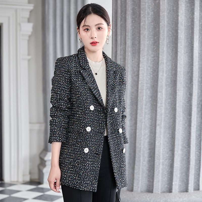 Women's Spring and Fall Small Perfume Suit Jacket Temperament Tweed Blouse