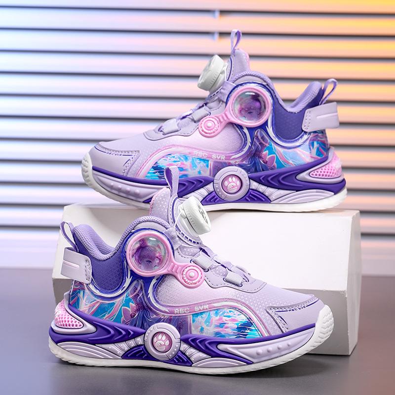 Girls' shoes basketball shoes spring and autumn leather surface lightweight children's sports shoes medium and large children's non-slip and wear-r