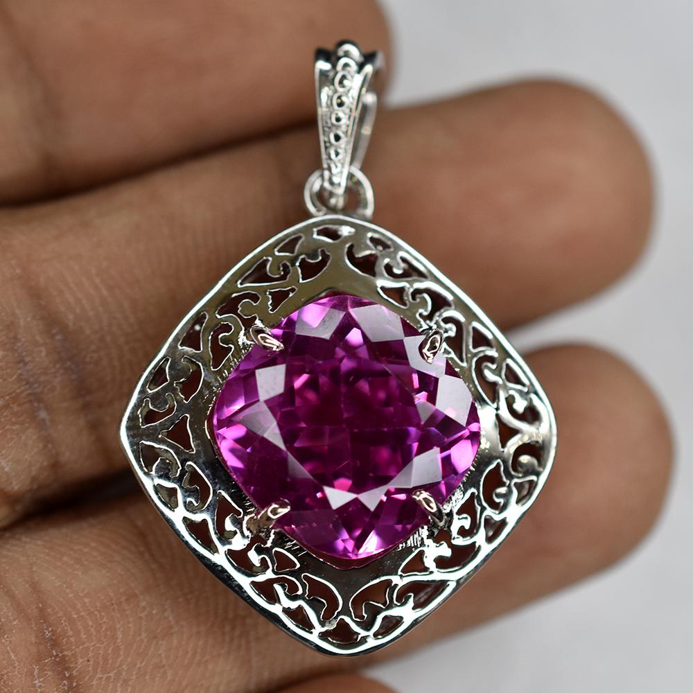 Серебро 925 пробы Натуральный кулон с розовым турмалином 35 карат Сертифицированный my.pd-7-k
