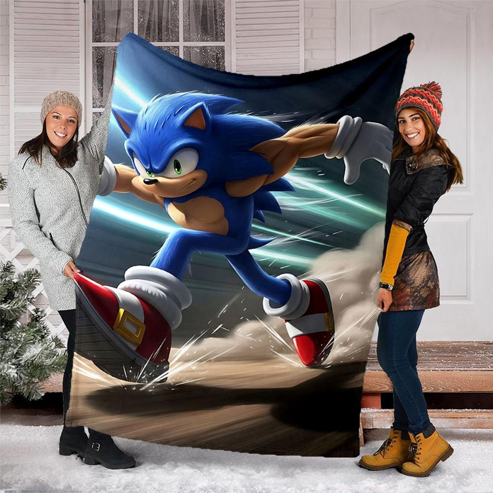 1 шт. Персонализированное фланелевое одеяло Sonic для улицы, Мягкое, Легкое, Персонализированное фланелевое одеяло, Цифровая печать,