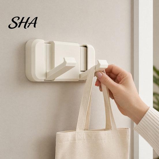 Renters Friendly Hooks Over The Door Hanger Hooks, Foldable No Drilling Adhesive Coat Rack, Invisible Space Saving Organizer, for Coats Bags