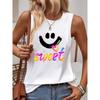 2025 Summer Everyday Casual Women's Sleeveless T-shirt Colorful Letter Print Women's Vest Urban Street Ladies Fashion Tank Top