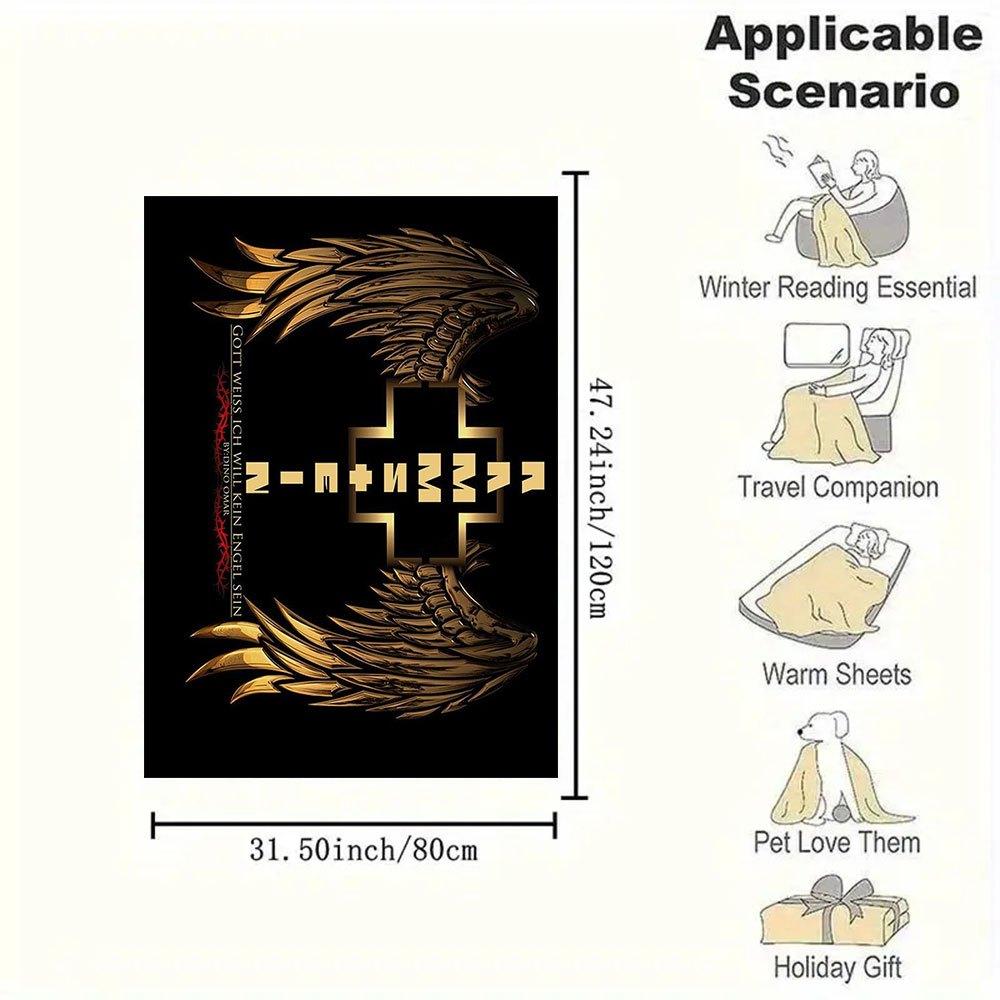 Golden Wings Cross Christian Wall Art Print PosterBlanket Flannel Throw Blanket for Sofa, Bed, Travel, Camping, Office, Couch, Chair, And Be