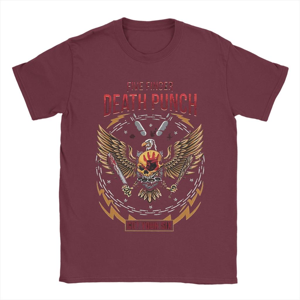 Five Finger Death Punch T Shirts for Men Pure Cotton Novelty TShirt Round Neck Tee Shirt Short Sleeve Tops Plus Size