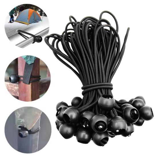 15/40/60 шт. Эластичные шнуры с шариком Сверхпрочные Для улицы Кемпинг Палатка Тент Навес Брезент Крепежный шнур Устойчивая к УФ-лучам Эластичная веревка с пластиковым шариком