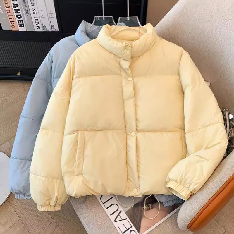 Однотонная ветрозащитная куртка-пуховик женская зимняя теплая короткая куртка пушистая парка винтажный топ