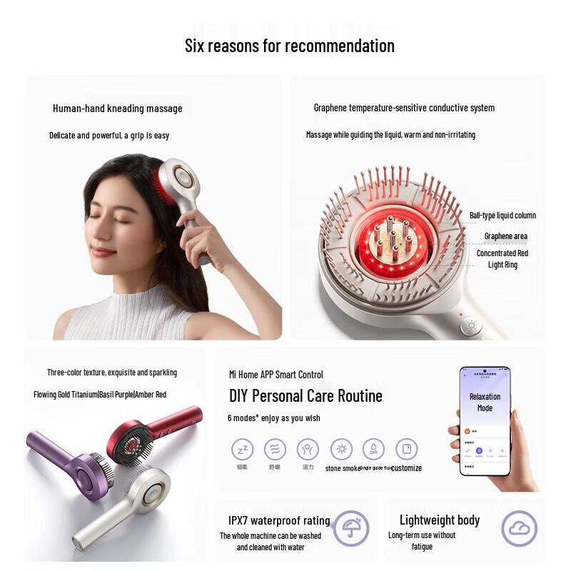 Умная расческа-массажер для головы Xiaomi, вилка CN (адаптер в комплекте)