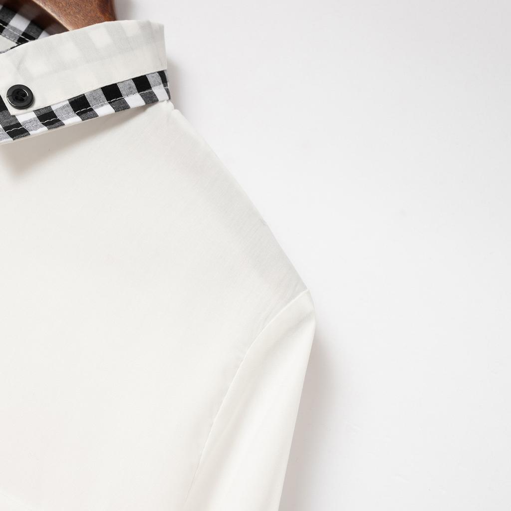 Camel Spring and Autumn New Fashion Men's Fashion Check Color Block Business Slim Fit Casual Shirt Embroidered Brand Long Sleeved Shirt