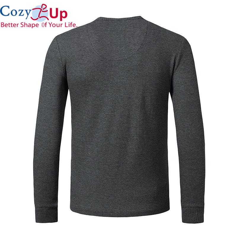 Cozy Up Вафельная футболка мужская рубашка на пуговицах Повседневная приталенная футболка с длинным рукавом Homme однотонные топы в стиле хип-хоп Camisetas
