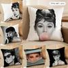Классическая наволочка-подушка A-Audrey H-Hepburn, шелковистый короткий плюш, скрытая молния, пылезащитная наволочка для диванной подушки, для домашнего декора