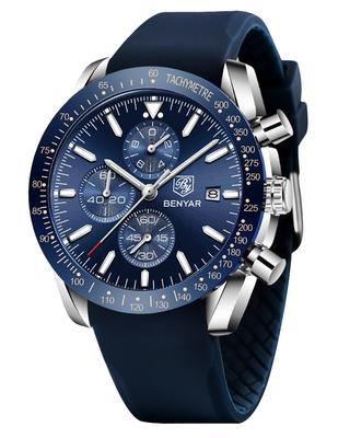 Мужские деловые часы BENYAR с аналоговым кварцевым механизмом и хронографом, повседневный спортивный дизайн, водонепроницаемость 30 м, элегантный подарок для мужчин