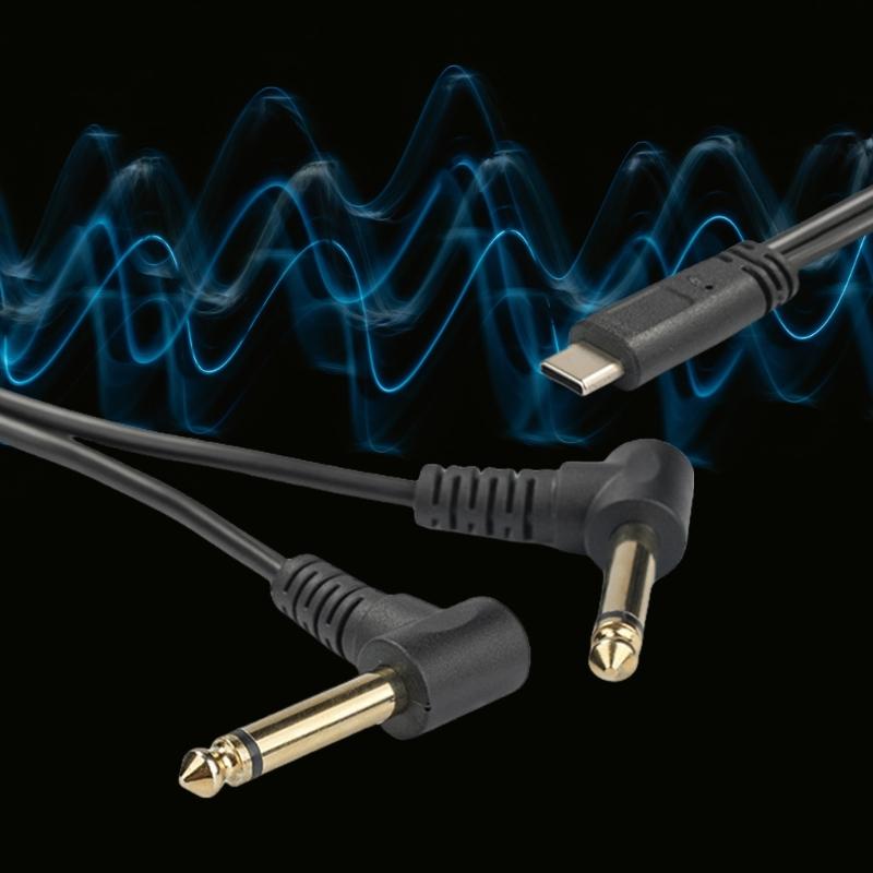 Кабель-переходник 100см Type C на 6,35мм стерео, соединительный шнур USB C на 1/4 дюйма, провод для динамиков, черный