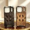 Luxury Alligator Texture Cowhide Leather Case for iPhone 17 Pro Max 16 Plus 15 14 13 12 Pro Plating Edge Protective Phone Cover