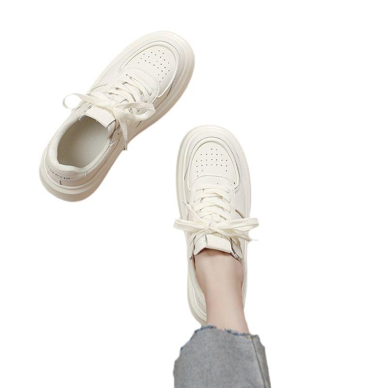 Туфли на платформе белые, весна и осень, маленькие, увеличивающие рост, модные, повседневные, кроссовки для женщин