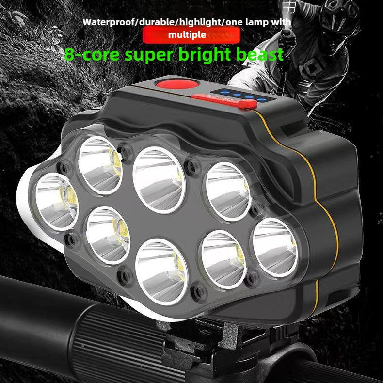 Eight-core Bright Charging Strong Light Super Bright Night Riding Waterproof Mountain Bike Light