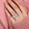 Gorgeous Women Rings Full Cubic Zirconia Sparkling Promise Rings Wide Band Luxury Wedding Accessories New Fashion Jewelry
