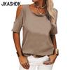 Women's Fashion Casual Summer Spring Solid Color Print Short Sleeve O-Neck Blouses & Shirts