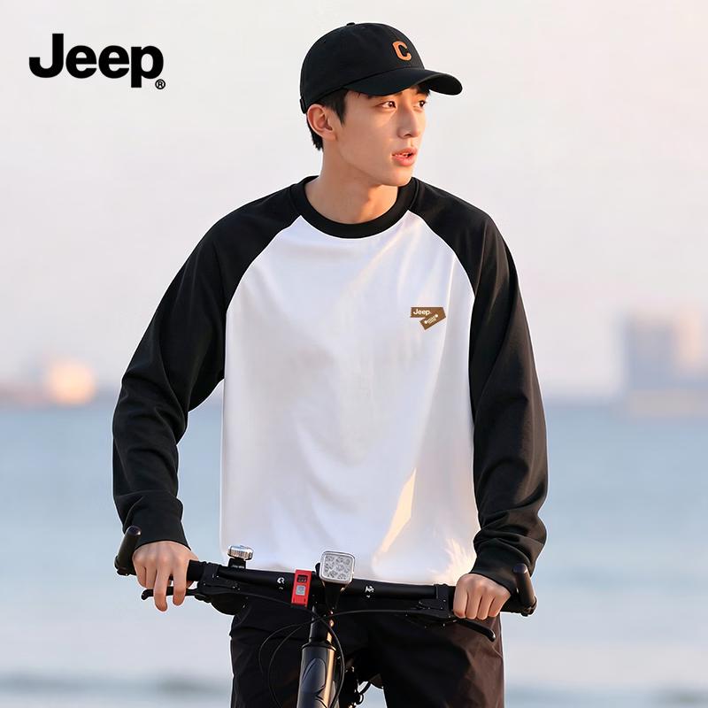 Jeep Мужская повседневная футболка с длинным рукавом и круглым вырезом