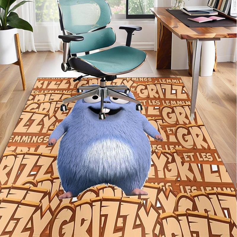 Bear And Blue Critter Adventure Office Rug Chair Mat, Game Carpet, Suitable for Front Door, Bedroom, Living Room, Desk, Holiday Gift