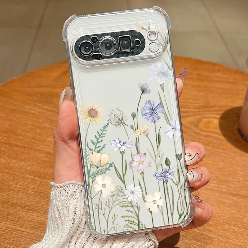Мультяшный цветочный узор TPU Чехол для телефона Для Google Pixel 9 Pro Pixel 9 Pro XL Тонкий Мягкий Прозрачная Задняя крышка Для Google Pixel 9A