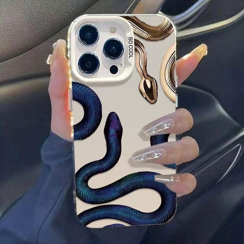 Синяя Золотая Змея подходит для чехла на мобильный телефон Apple 15Promax iPhone17 новый 16Pro продвинутый 14Pro модный