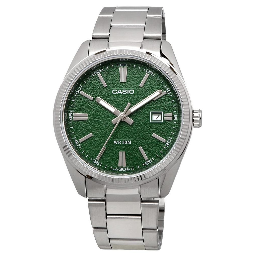 CASIO Analog Quartz Watch Metal Band Silver Green Textured Finish Dial Overseas Model [Casio] Men's MTP-1302DA-3AV