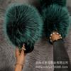 Leopard print long hair bag head warm cotton slippers women's fluffy hair slippers