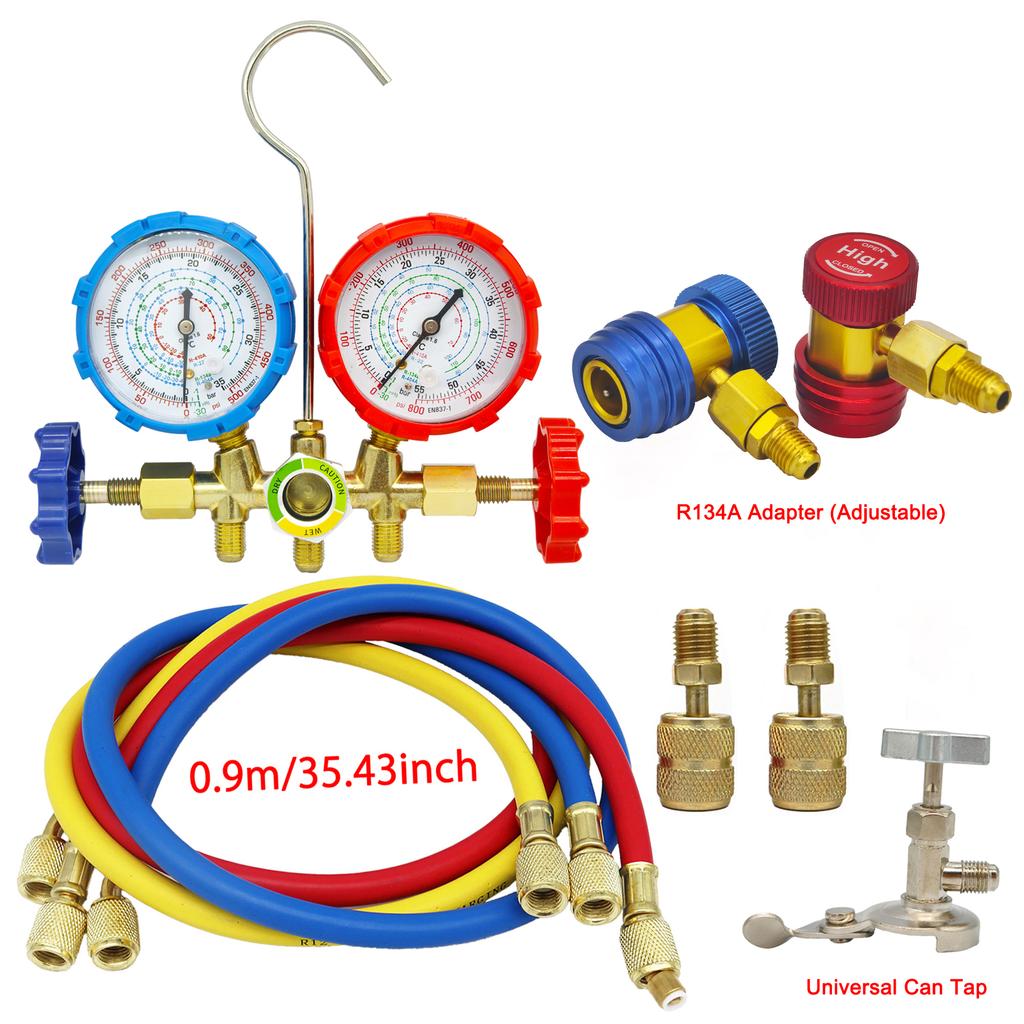 Refrigerant Air Conditioning Tools AC Diagnostic Manifold Gauge Set Hose Hook Kit for Refrigerant Testing R410A R22 R404A R134A