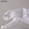 Geometric Gold Panther Sculpture – Resin Leopard Statue for Office, Home, or Bar Decor