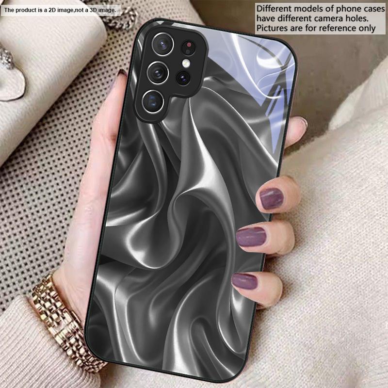 Золотой шелк волн Для Samsung S26 S22 S8 S9 S10 S20 Ultra S21 Pro S22 Plus S23 FE S24Ultra S25 Edge S24+ Стеклянный чехол для телефона
