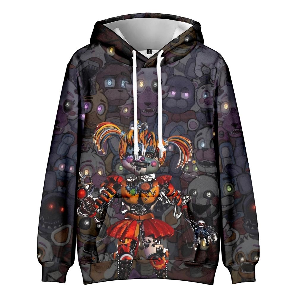 Men Women Hoodie Streetwear Casual Five Nights At Freddy's Cartoon Printed Hooded Pullover Sweatshirts