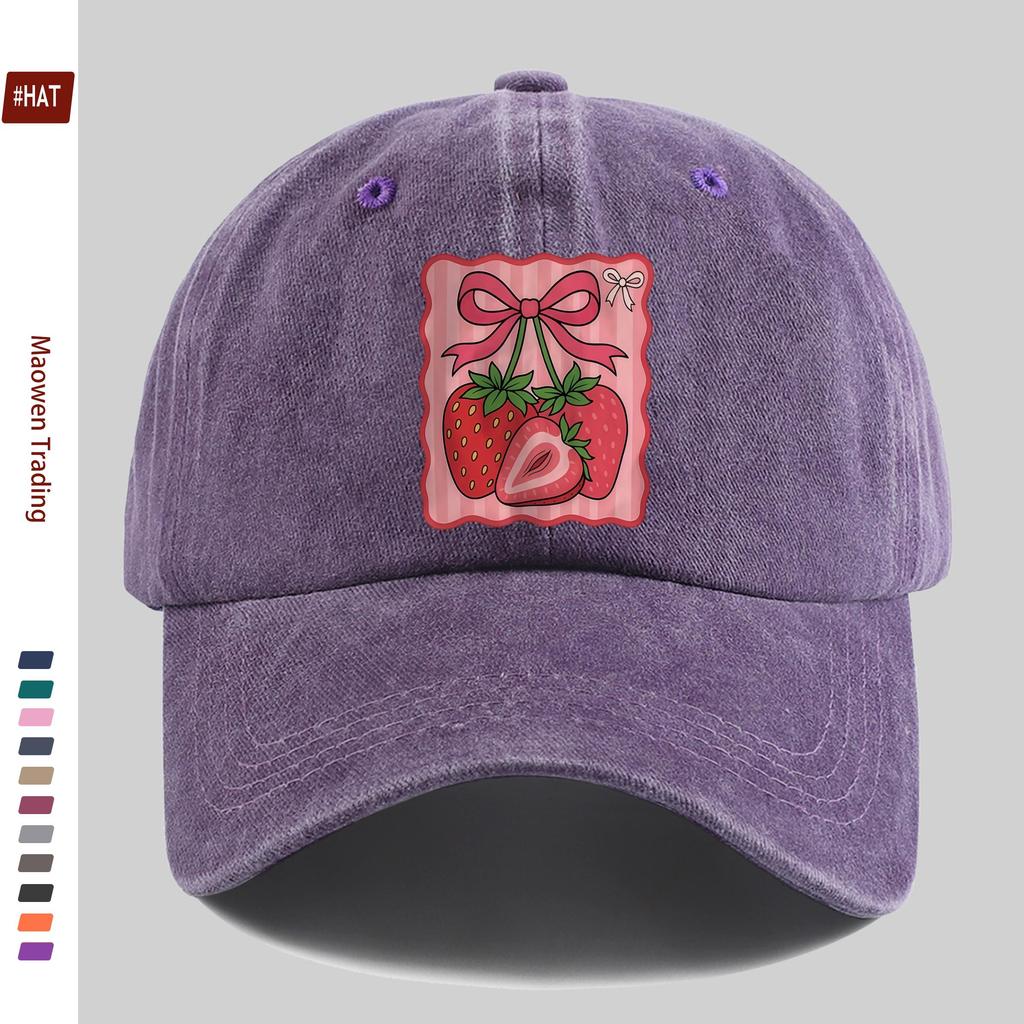 pc Strawberry Print Trucker Hat for Men  Women  Adjustable Snapback Cap with Strawberry Lightweight Vintage Washed Baseball