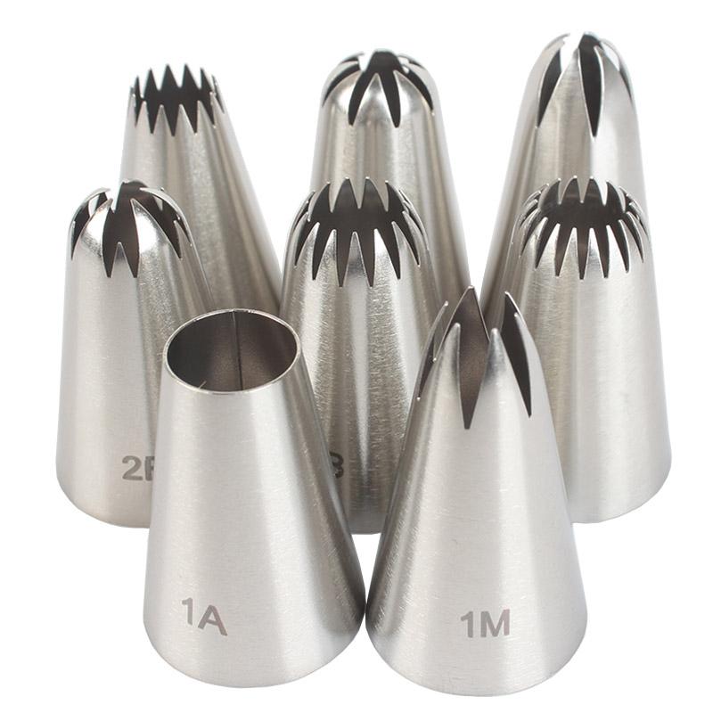 8pcs Piping Nozzles Set Stainless Steel Icing Nozzles Cream Cake Piping Tips For Dessert Biscuit Cup Cake Kitchen Accessories 3