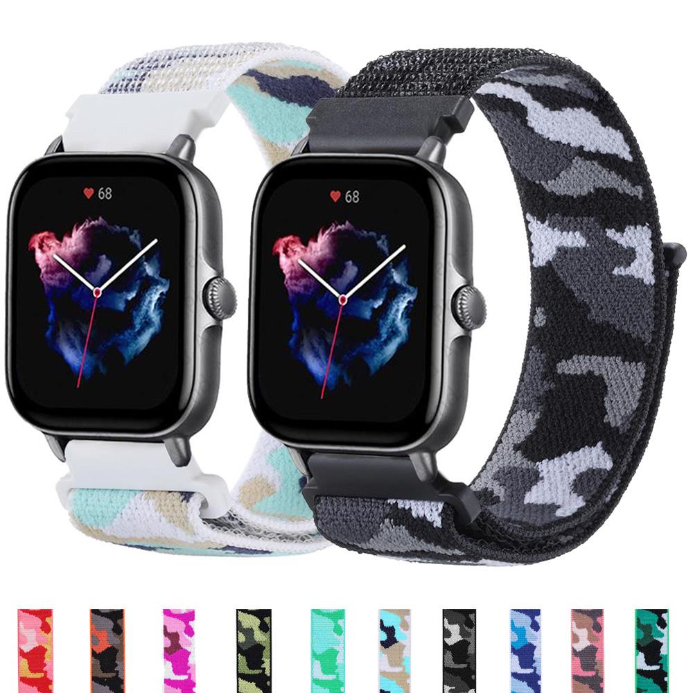 Ремешок для Amazfit GTS/2/2e/3/GTS2 Mini/GTR 42мм/47мм/GTR2/3/Pro strato 20/22мм нейлоновый Камуфляжный Браслет Ремешок Amazfit bip