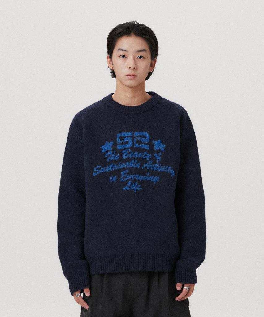 AMES-WORLDWIDE 52 Jacquard Sweater Navy(Am2Efuk600A)