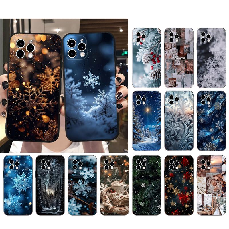 Phone Case Carcasa Funda For iPhone 17 Pro Max 17 Air 16 15 14 13 Pro Max 15 16 Pro 15Plus Winter Christmas snowflake