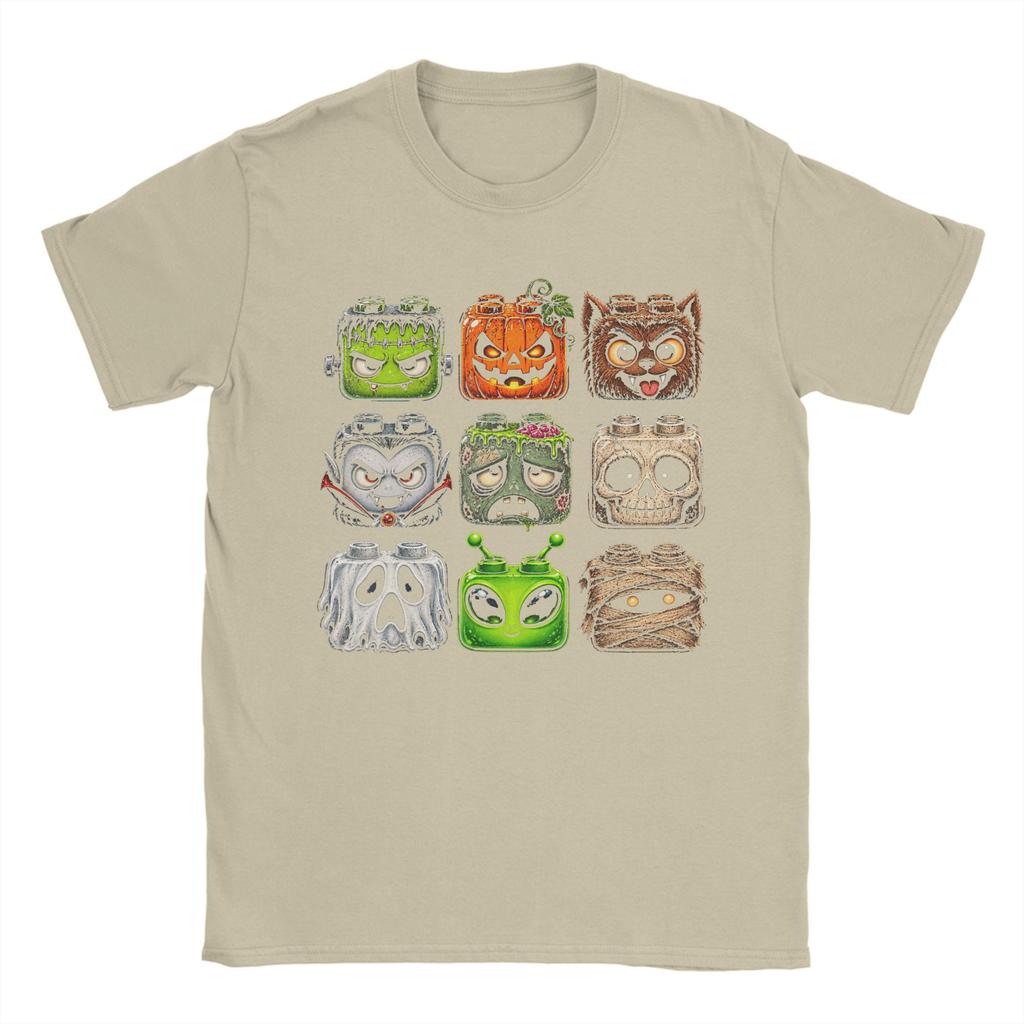 Halloween Building Blocks Head Cute Brick T Shirt Tshirts Short Sleeve Tops Summer 100 Cotton Oneck Plus Size 5xl Clothes
