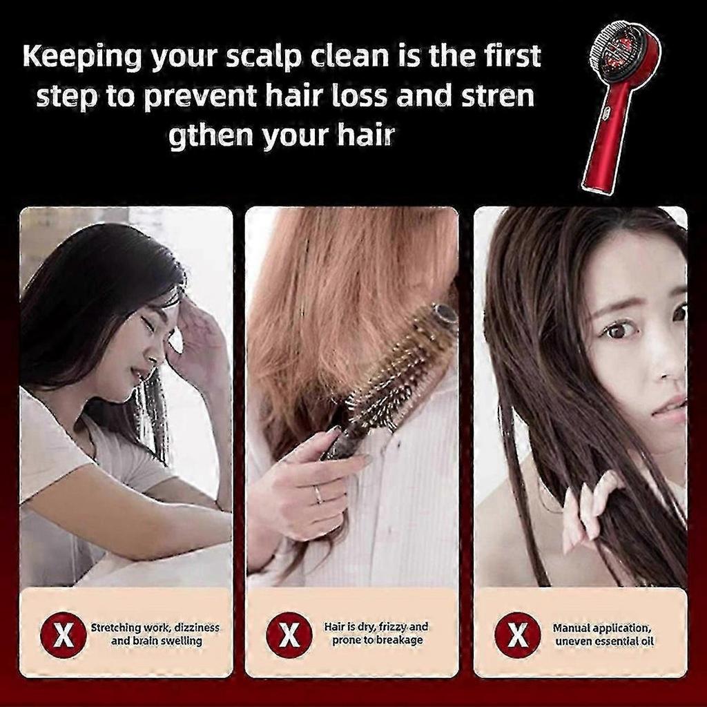 Red Light Hair Massager Multipurpose Scalp Massaging Brush with Red Light Oil Applicator for Men Women