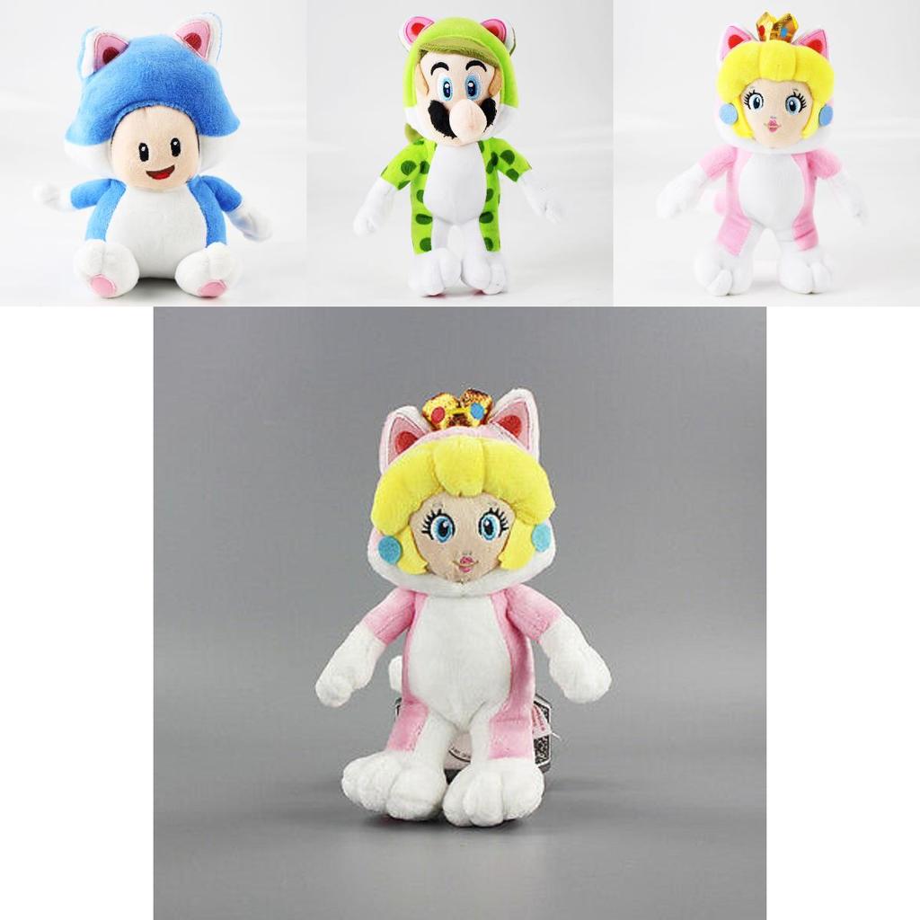 Realistic Lovely Princess Sanei Super Mario 3d World Neko Cat Mario Plush Doll Toy Complete Interactive Play Set
