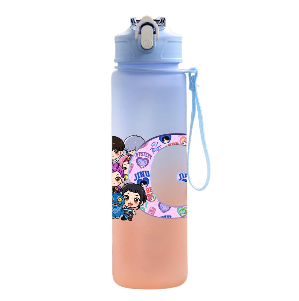 750Ml Water Bottle Anime 26 English Letter K-Pop Demon Hunters Printed Large Capacity Drinking Cup Portable Outdoor Sports Water Cup Children Kid Gift